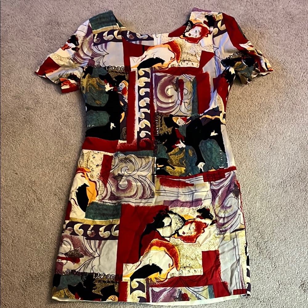 Vintage B.G.B. LTD Multicolor Art Print Women's Dress